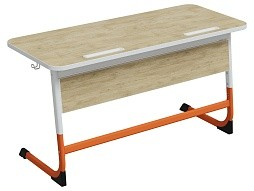Стол 2-местный школьный 3-5 г/р "Нова" с наклоном столешницы 0-15° (дуб "Бардолино", м/к белый/оранжевый)