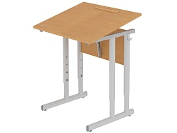 Стол с наклоном столешницы 0-35° школьный 1-местный 2-4 г/р регулируемый (бук, м/к серый, плоскоовальная труба)