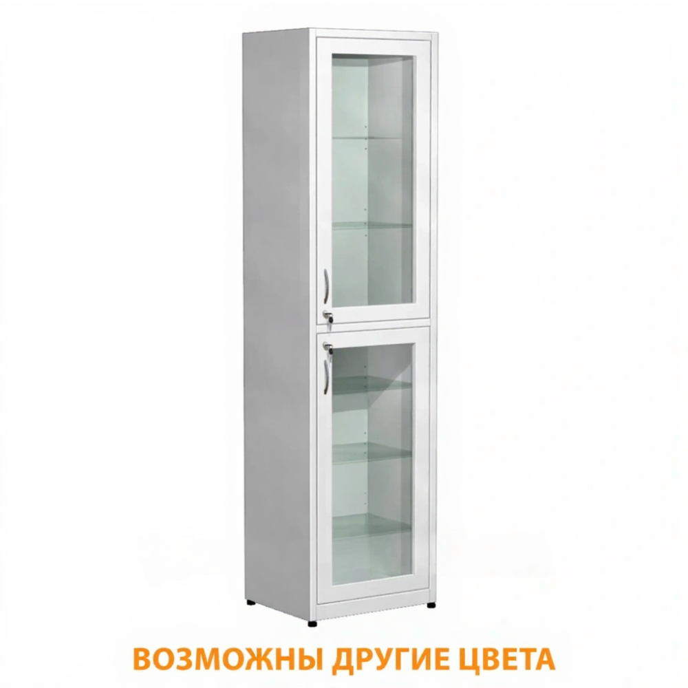 Шкаф для медикаментов в металлической рамке (стекло) ШМп-4 (белый)