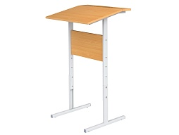 Стол-конторка для работы стоя 2-4 г/р для школьника, наклон 10° с полкой СТС2-С.Б (бук "Бавария", м/к серый, квадратная труба)