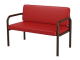 Диван 2-местный 1200х610х430/775 мм 880.2-КР (обивка - винилискожа красный, м/к черный, круглая труба)