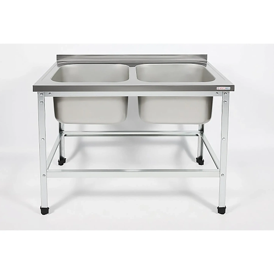 Ванна моечная двухсекционная цельнотянутая с бортом и обвязкой ВМЦ-2/12/7-БО-ЭЦ