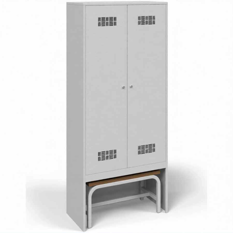 Шкаф для одежды металлический ШРВ-П-800 двухстворчатый с нишей под скамью